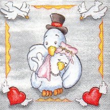 Serviette Vielseidig verliebte Tauben Hochzeitspaar